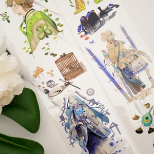 PET-washi-tape met schattige jongenspersonage|Dronken wolk|PET-tape met kristaleffect| Lus van 87 cm|Scrapbooking|Journaling|