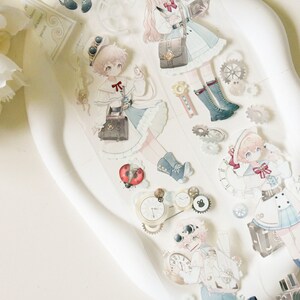 Leuke PET-washi met karakter | Metalpunk|Witinktende PET-tape| 100 cm lus|Scrapbooking|Journaling||
