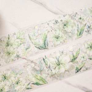 Tallilie|Elegantes Blumen PET Washi Tape| Shattered-Muschel Effekt PET-Band|100 cm Schleife|Journaling|Scrapbooking|Junk journal|