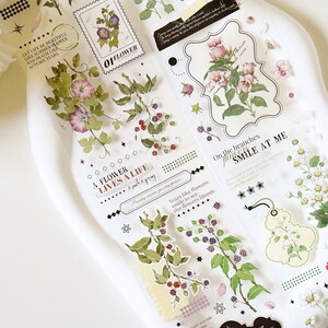 Taśma PET w stylu vintage botanicznym|Przemijająca jesień|Biała taśma PET|Pętla 120 cm|Scrapbooking|Journaling||