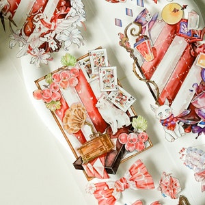 Karmozijnrood | PET-tape met zware inkt|Lens van 100 cm|Scrapbooking|Journaling|