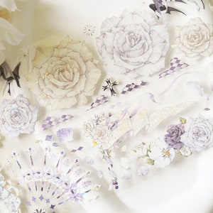 PET-washi-tape met fantasiebloemen|Schrijven in de mist|PET-tape met verbrijzelde schaal|Lens van 100 cm|Scrapbooking|Journaling||