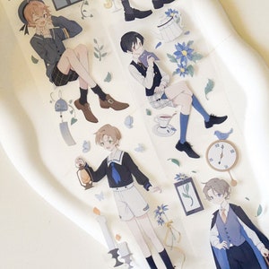 Etoiles déchues| Ruban adhésif washi en PET avec personnage masculin|Ruban PET encreur blanc|boucle de 95 cm|Scrapbooking|Journaling||