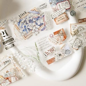 Indice de temps|Ruban washi PET style vintage|Ruban PET cristal|boucle de 155 cm|Scrapbooking|Journaling||