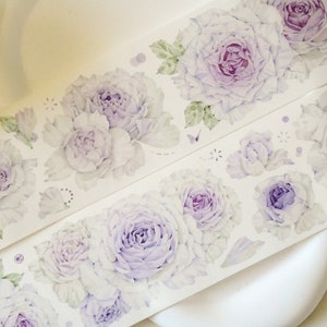 Washitape met paarse bloemen|Violet gedicht | Lus van 116 cm|Scrapbooking|Journaling|