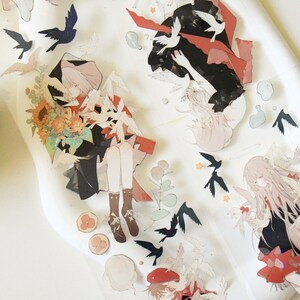Ruban adhésif PET pour fille mignonne | Rêve de colombe blanche| Ruban adhésif PET effet coquillage | Boucle de 100 cm|Journaling|Scrapbooking|Journal indésirable|