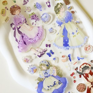 L'histoire des quatre saisons| Ruban adhésif PET washi avec personnage de fille mignonne | Ruban adhésif PET encreur blanc | Boucle de 100 cm | Scrapbooking | Journalisme ||