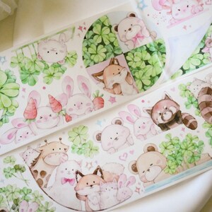 Schattige washitape van wasbeer|Plotselinge verschijning|Samples washitape|Lus van 100 cm|Scrapbooking|Journaling||