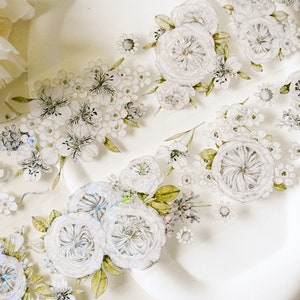 PET-washi-tape met witte bloemen|Witte sneeuw | PET-tape met verbrijzelde schaal|120 cm lus|Scrapbooking|Journaling||