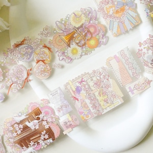 Ruban adhésif PET Washi avec fleurs et instruments|Curiosités de la musique|Ruban PET effet cristal|boucle de 150 cm|Scrapbooking|Journalistique||