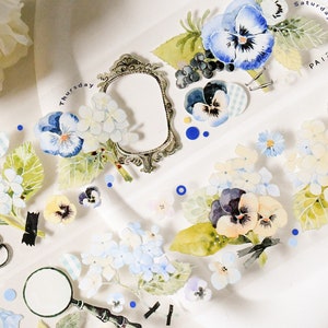 Hortensias baies|Ruban washi PET fleurs d'hortensias |Ruban PET à encre épaisse|boucle 150 cm|Scrapbooking|Journaling||野莓实验室