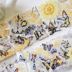 Ruban adhésif washi en PET botanique|À propos du ginkgo|Ruban adhésif PET à coque brisée|boucle de 100 cm|Scrapbooking|Journalisme||
