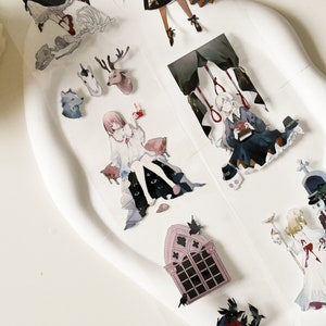 PET-tape schattig meisje|Nachtmerrie|Witinktbare PET-tape|80 cm lus|Scrapbooking|Journaling|Planner