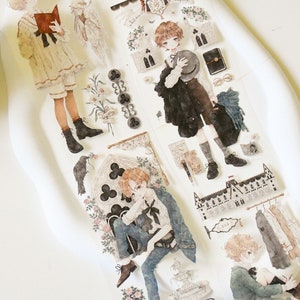 Gentlemanship| Ruban adhésif washi en PET avec personnage masculin|Ruban PET encreur blanc|boucle de 90 cm|Scrapbooking|Journalisme||