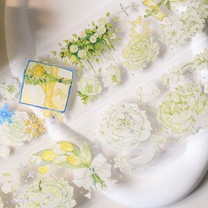 PET-washi-tape met bloemen| Bloemendagboek| regenboogkleurige PET-tape|90 cm lus|Scrapbooking|Journaling|