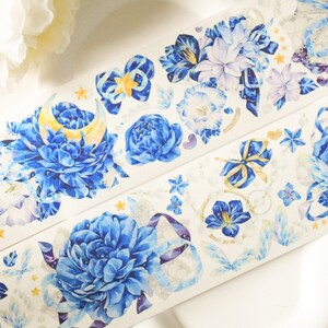 Washitape met bloemen|Blue Moon Parade |Samples washitape|Llusje van 100 cm|Scrapbooking|Journaling||