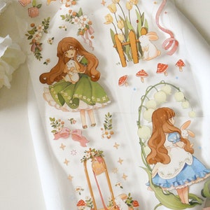 Tinis Garten|süßes Mädchen PET Washi Tape| Galaxie Effekt PET Band|100cm Schleife|Journaling|Scrapbooking|Junk Journal|