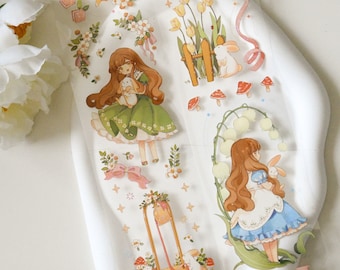 Tini's garden|cute girl PET washi tape| galaxy effect PET tape|100cm loop|Journaling|Scrapbooking|Junk journal|