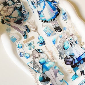 PET-washi-tape met schattige meisjespersonages|Letter van het sneeuwland|Witte PET-tape|Lens van 100 cm|Scrapbooking|Journaling|