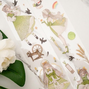 PET-washi-tape voor schattige meisjes|Lilith in de botanische tuin|Witinktende PET-tape|80 cm lus|Scrapbooking|Journaling||