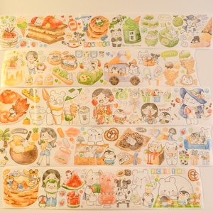 Voorbeeldlusje dessert-washitape| Sneeuwlanddesserts| Lulu pinguïn washitape|140 cm lus|Journaling|Scarpbooking|小企鹅造物社 雪国甜品站