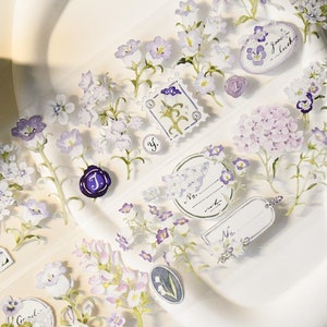 clochette bleu sauvage|Ruban washi PET fleurs |Ruban PET encre épaisse|boucle 150 cm|Scrapbooking|Journaling||野莓实验室