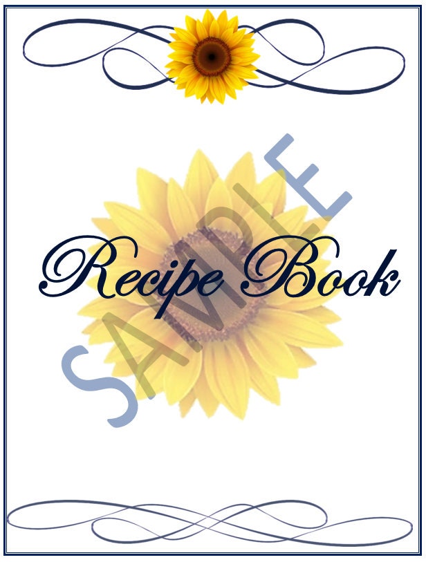 Sunflower Recipe Book Coverprintable8.5x11 Instant PDF Download Etsy