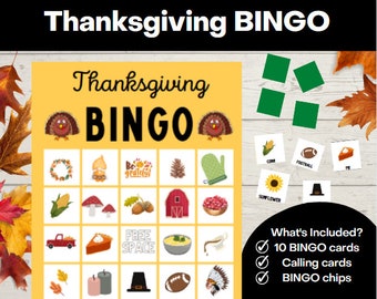 Thanksgiving BINGO, Thanksgiving activity, Thanksgiving game, kids, adults, family game