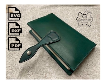 Notebook Leather Cover A5, A6, SVG, DXF, PDF Pattern, Journal Leather Cover, Leathercraft with Tutorial, template, handmade, handcraft