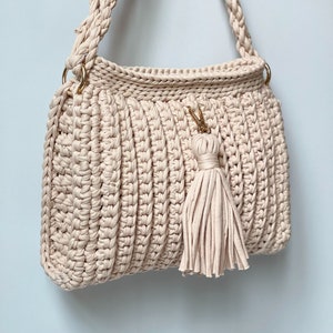 Handgemachte Beige Luxus Häkeln Strick Handtasche, Häkel Projekttasche, HäkelHandtasche Muster, Häkel Top Muster, Hand gewebte Tasche, Frauen Tasche