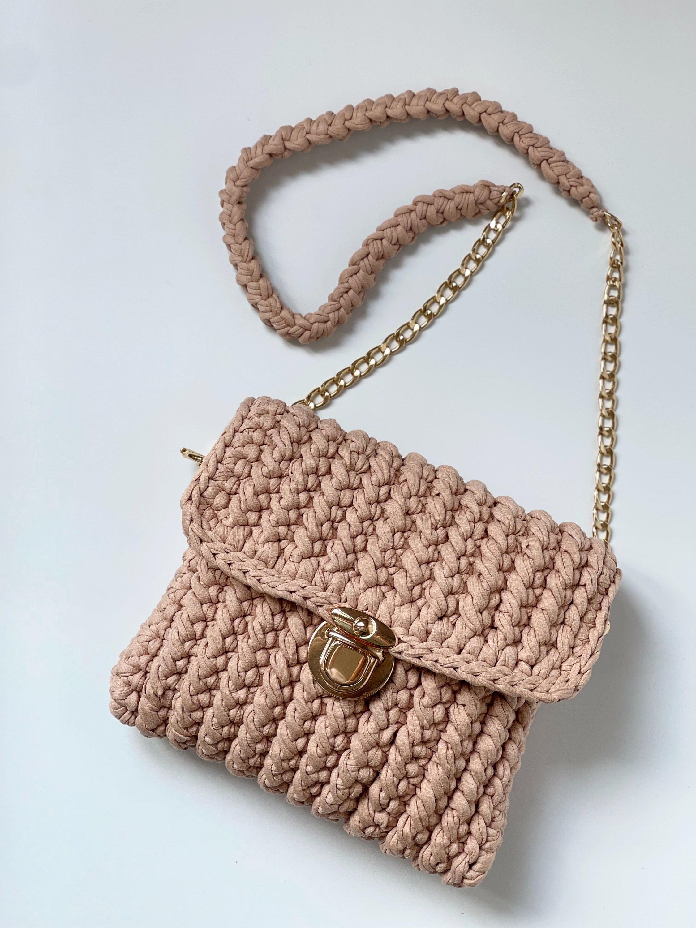 Handmade Crochet Shoulder Bag: Cotton Knit Chain Strap - Etsy Canada