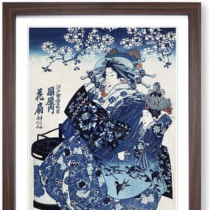 Japanische Kunst Ogiya uchi Hanaogi Druck Poster