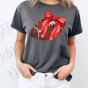 Football Coquette bow png file, baseball png file, Png file download, Sublimation png file, football png design, glitter football png