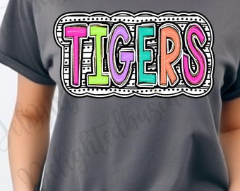 Tigers Mascot PNG, School Spirit Shirt Design, Tiger Sublimation PNG, Sports Team Graphic, Game Day Shirt, Digital Download