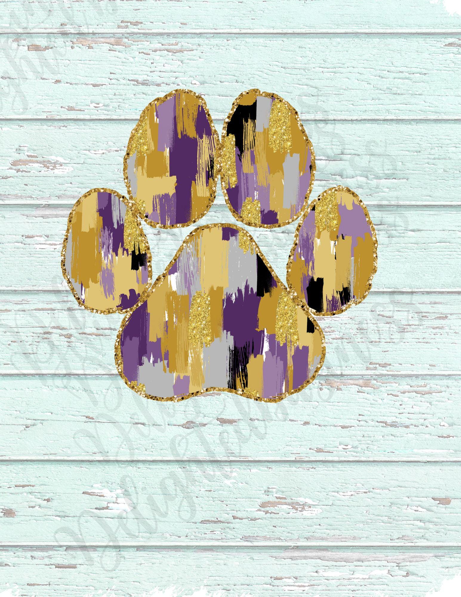 Diseño PNG de pata de tigre en dorado morado para camiseta, archivo PNG de mascota, diseño PNG de diseñador, PNG del día del juego de los Tigres, camiseta de los Tigres, camiseta de los Tigres PNG