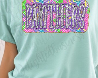 Panthers Mascot PNG, School Spirit Shirt Design, Panther Sublimation PNG, Sports Team Graphic, Game Day Shirt, Digital Download