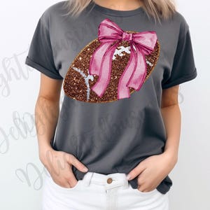 Football Coquette bow png file, baseball png file, Png file download, Sublimation png file, football png design, glitter football png
