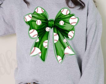 Baseball Coquette lime green bow png file, baseball png file, Png file download, Sublimation png file, baseball png design, baseball png