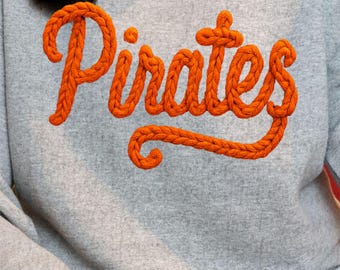 Faux yarn Pirates png design for shirt, faux yarn mascot png file, Sublimation png file, Pirates png shirt, Pirates shirt png