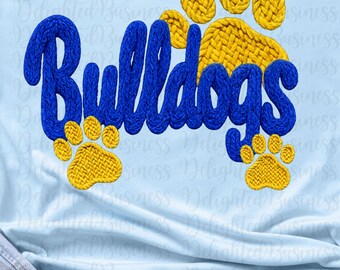 Faux yarn Bulldogs png design for shirt, mascot png file, Png file download, Designer png design, School mascot png, Bulldogs shirt png