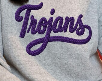 Faux yarn Trojans png design for shirt, mascot png file, Png file download, Sublimation png file, Trojans shirt, Trojans shirt png