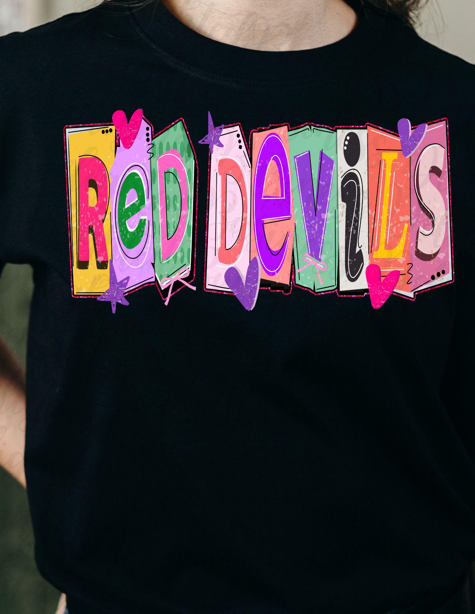 Ransom Letters Red Devils Png Design for Shirt, Mascot Png File ...