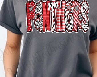 Panthers Mascot PNG, School Spirit Shirt Design, Panther Sublimation PNG, Sports Team Graphic, Game Day Shirt, Digital Download