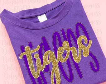 Glitter Tigers png design, mascot png file, tigers shirt design, tigers game day shirt, mascot shirt, tigers png file