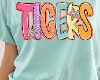 Tigers Mascot PNG, School Spirit Shirt Design, Tiger Sublimation PNG, Sports Team Graphic, Game Day Shirt, Digital Download