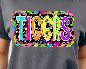 Tigers Mascot PNG, School Spirit Shirt Design, Tiger Sublimation PNG, Sports Team Graphic, Game Day Shirt, Digital Download
