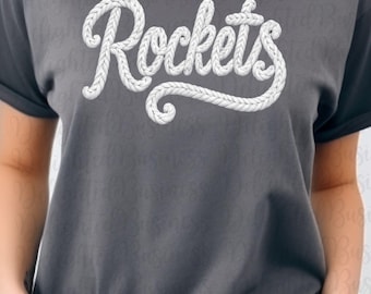 Faux yarn Rockets png design for shirt, faux yarn mascot png file, Png file download, Sublimation png file, Rockets shirt png