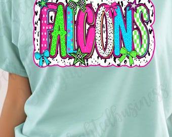 Preppy Falcons png design for shirt, mascot png file, Png file download, Sublimation png file, Falcons shirt, Falcons shirt png