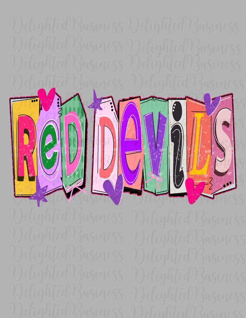 Ransom Letters Red Devils Png Design for Shirt, Mascot Png File ...