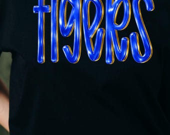Faux Metallic Tigers png design, mascot png file, tigers shirt design, tigers game day shirt, mascot shirt, tigers png file